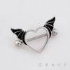 BAT WING HEART CRAFT 316L SURGICAL STEEL NIPPLE RING